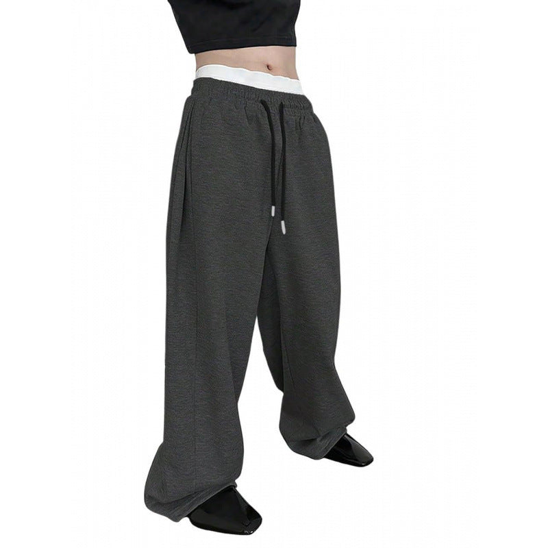 Pantalon droit à jambes larges et amples