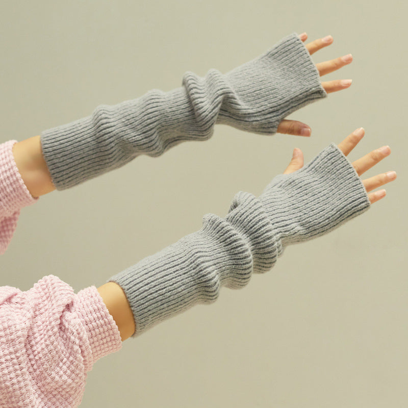 Cashmere Long Half-Finger Winter Gloves