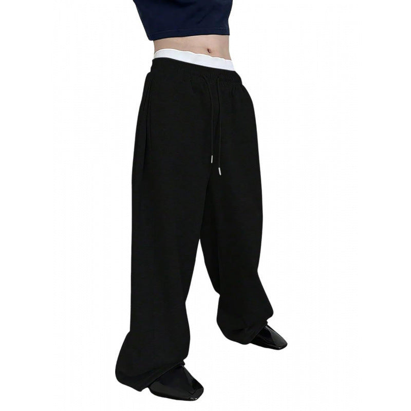 Pantalon droit à jambes larges et amples