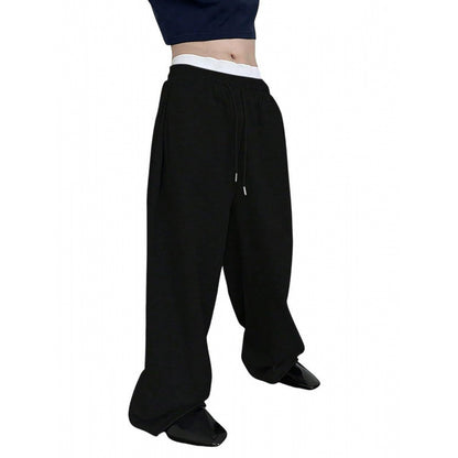Pantalon droit à jambes larges et amples
