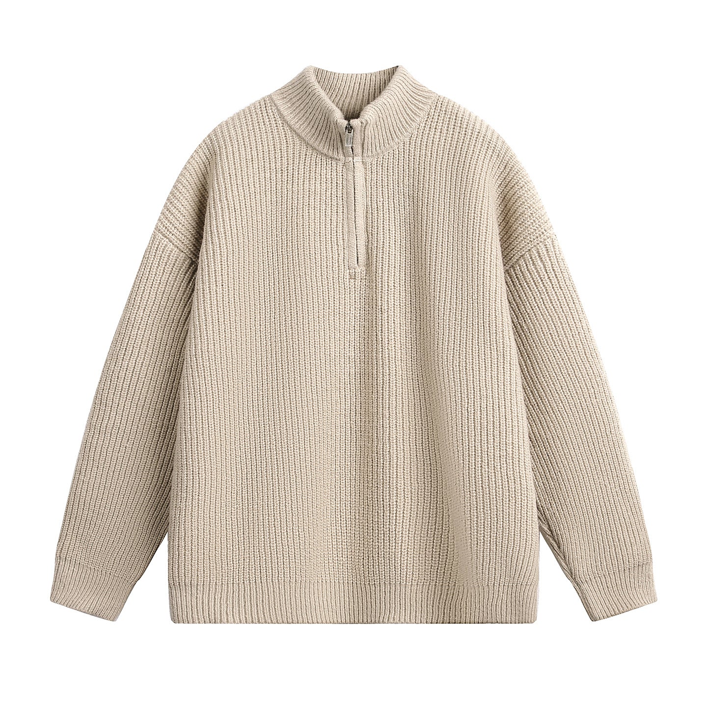 Pull à col roulé zippé mi-long