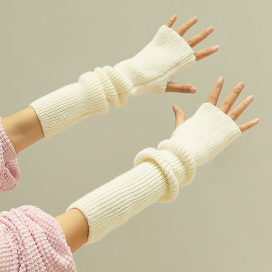 Cashmere Long Half-Finger Winter Gloves
