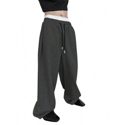 Pantalon droit à jambes larges et amples