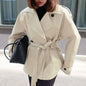 Trench Coat With Lapel Collar Defined Waist And Belt