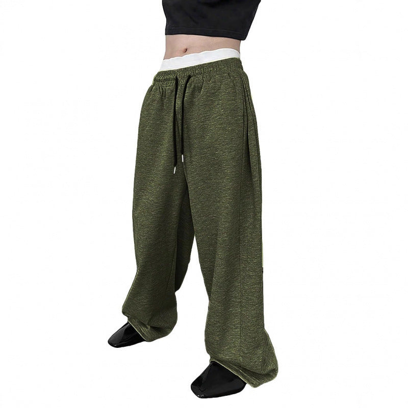 Pantalon droit à jambes larges et amples