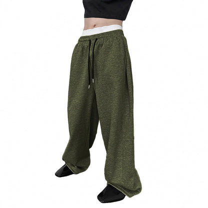 Pantalon droit à jambes larges et amples