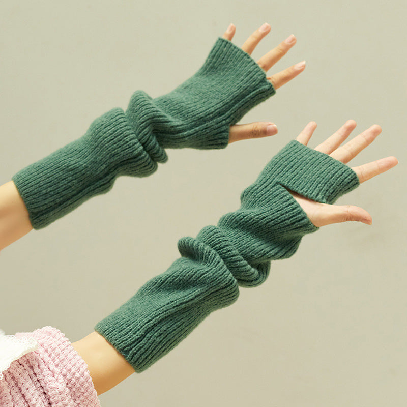 Cashmere Long Half-Finger Winter Gloves