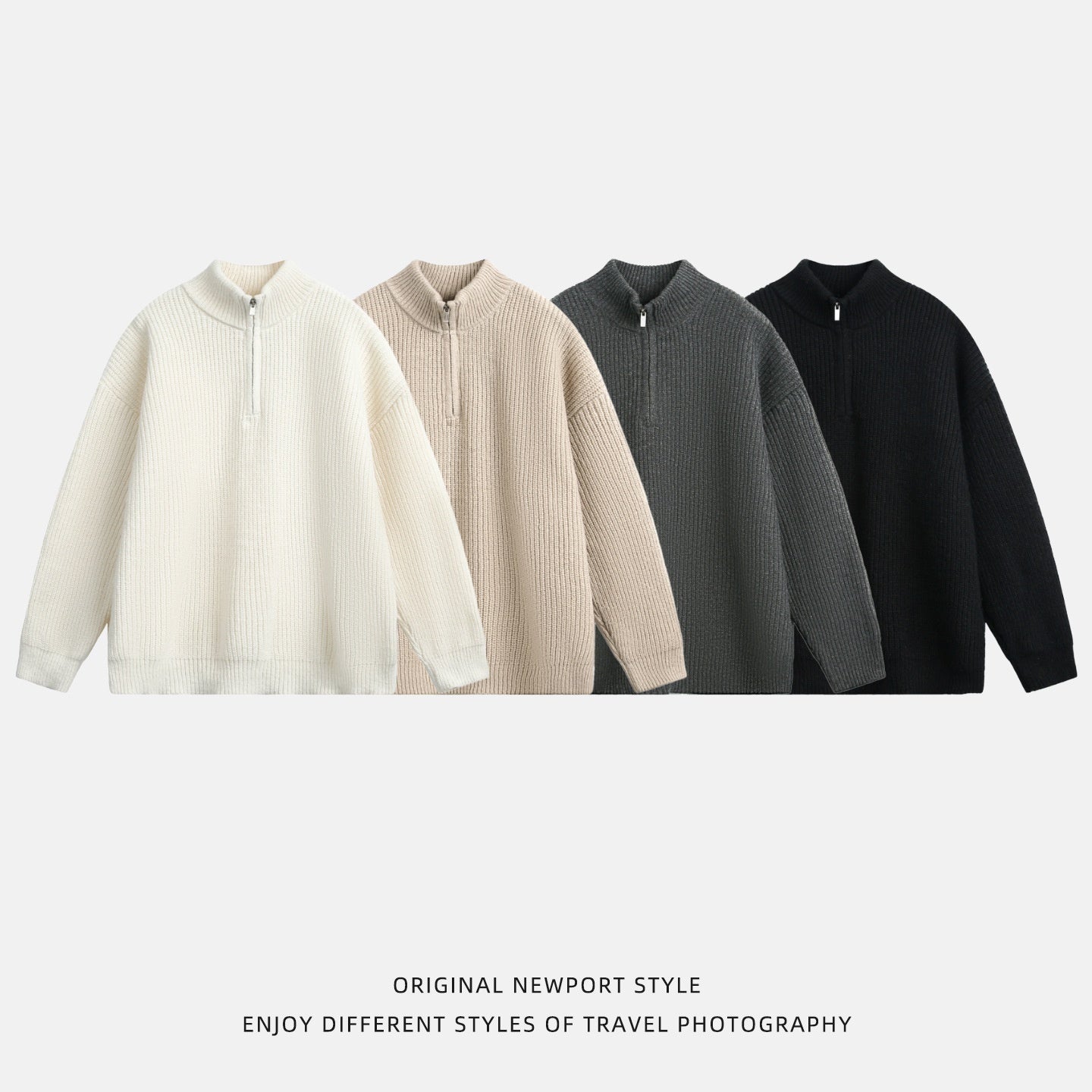 Pull à col roulé zippé mi-long