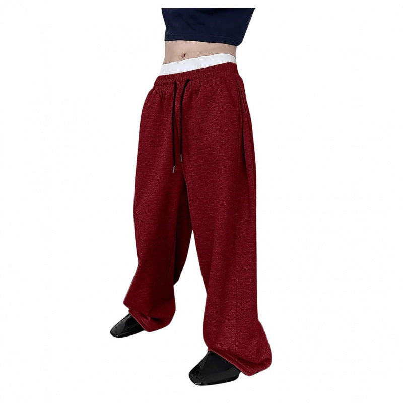 Pantalon droit à jambes larges et amples