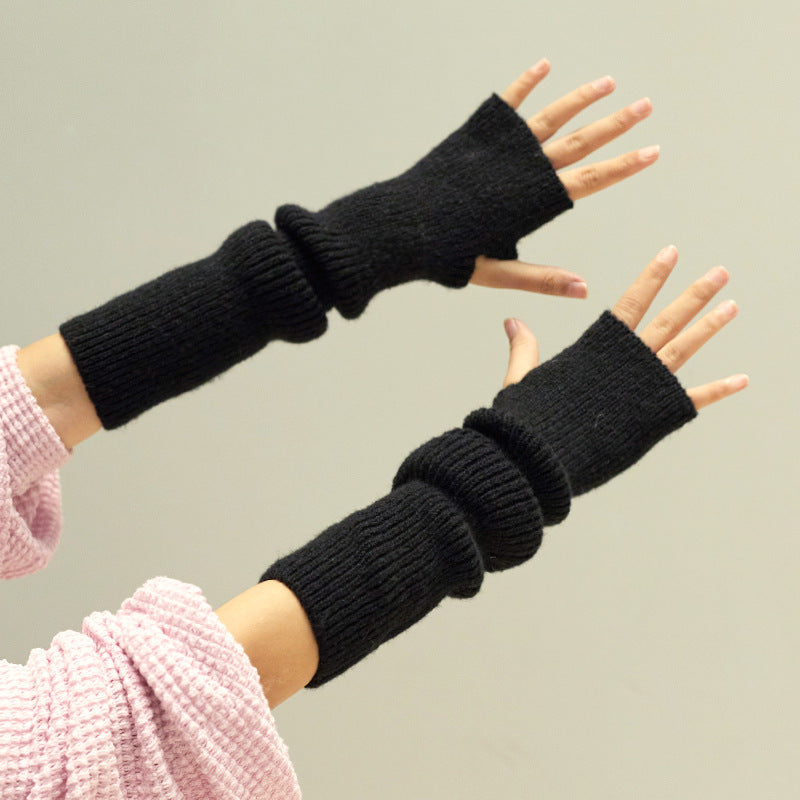Cashmere Long Half-Finger Winter Gloves