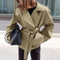 Trench Coat With Lapel Collar Defined Waist And Belt