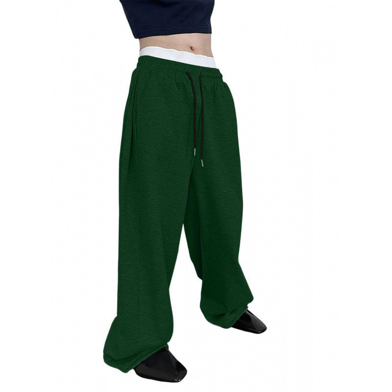 Pantalon droit à jambes larges et amples