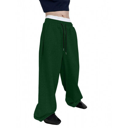 Pantalon droit à jambes larges et amples